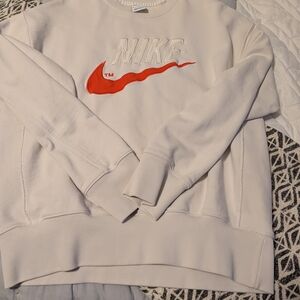 Nike Men's Cream Sweater with Red Swoosh